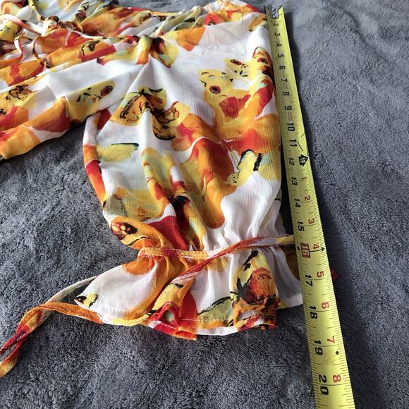 Fig & Flower Anthropologie Floral Chiffon Dress Size 2X 3/4 Sleeve Midi Flirty - Picture 9 of 11